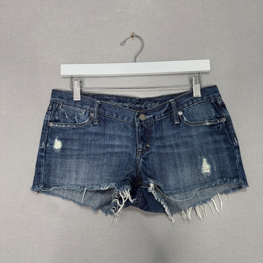 Vintage Abercrombie and Fitch Denim Shorts Womens 4 Blue Low Rise Cutoffs Y2K
